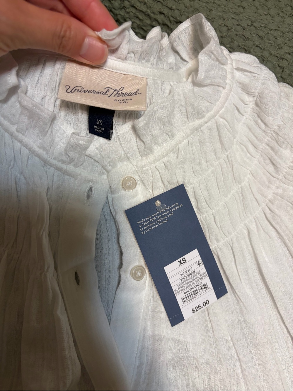 Universal Thread White Ruffled Button-Up Blouse - Picture 2 of 3